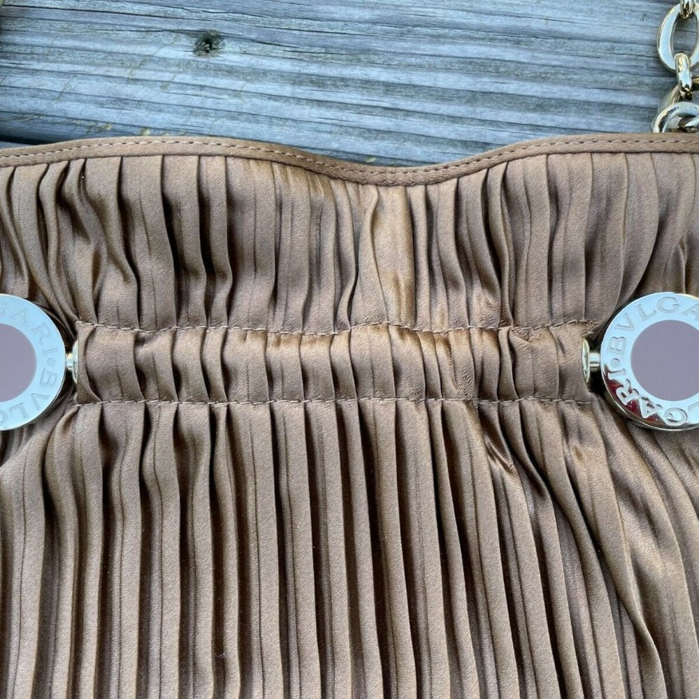 BVLGARI Women Handbag Clutch Brown Bag Gold Tone Hardware Made in Italy - Picture 4 of 12